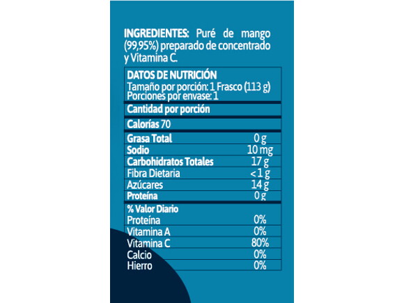 Información Nutricional Compota Gerber® Mango