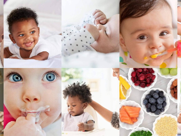 Bebés comiendo frutas